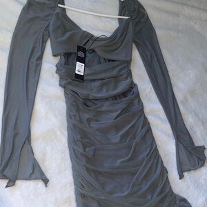 Fashion Nova Charcoal Long Sleeve Dress